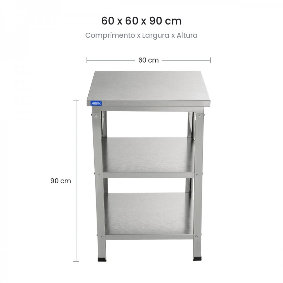 Mesa de Inox Paneleiro Duplo 60 x 60 - Aisa